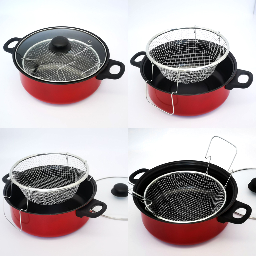 Deep Fryer Stainless - Pentola per friggere con coperchio friggitrice