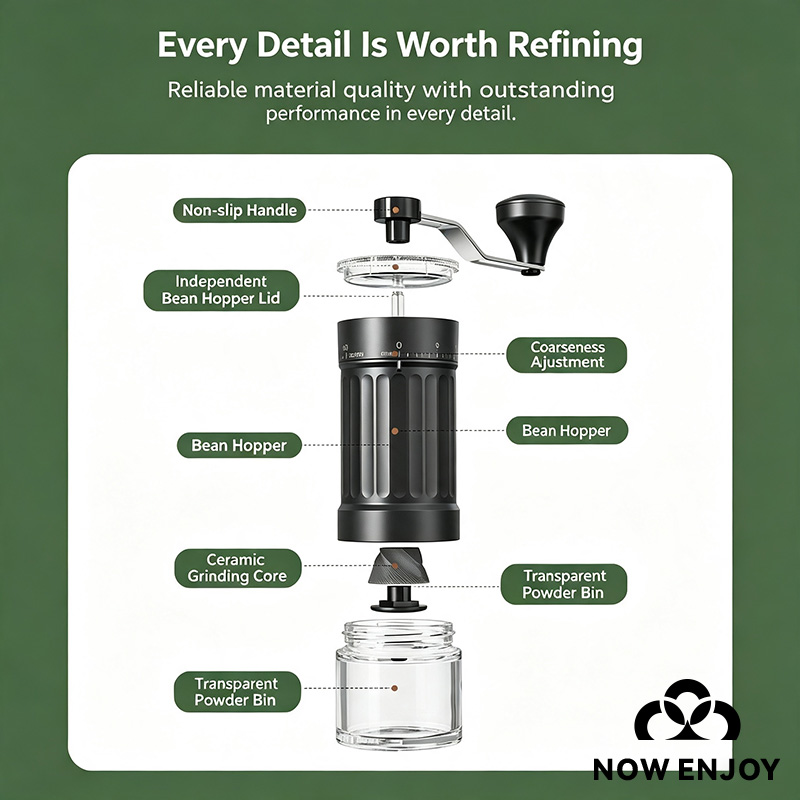 Macinacaffè Manuale NOW ENJOY  - Coffee Grinder Burr recensione e prezzo
